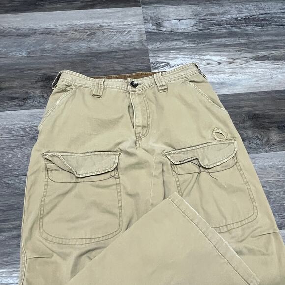 Vintage Y2K Plugg Tan Mens 31x29 Baggy Cargo Paratrooper Pants Skater Streetwear - Picture 1 of 15